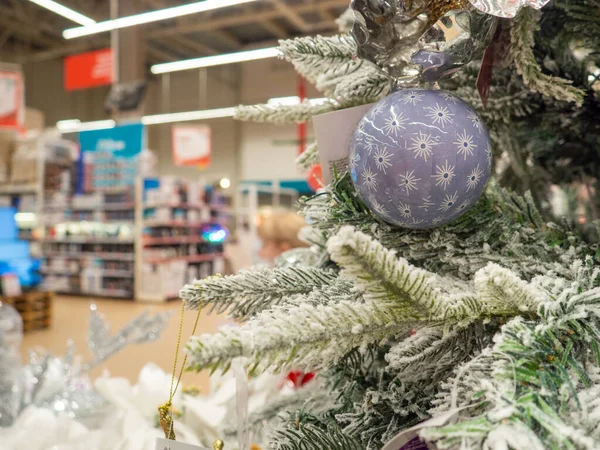 Kerstversiering Goede Nieuwjaarssfeer Speelgoed Kerstboom Voorbereiding Van Vakantie — Stockfoto