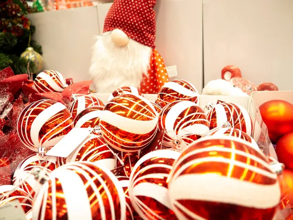 Christmas Decorations Box Preparing Dress Christmas Tree Santa Claus Red — Stock Photo, Image