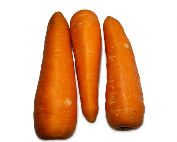 Zanahorias Sobre Fondo Blanco Dieta Saludable Aislamiento Vegetal Raíz — Foto de Stock