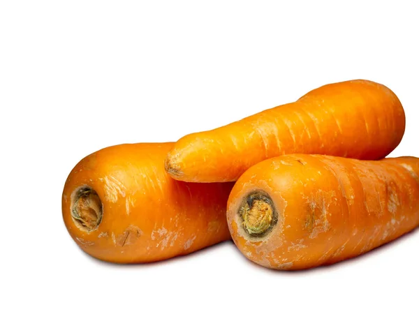 Zanahorias Sobre Fondo Blanco Dieta Saludable Aislar Las Raíces Vegetales — Foto de Stock