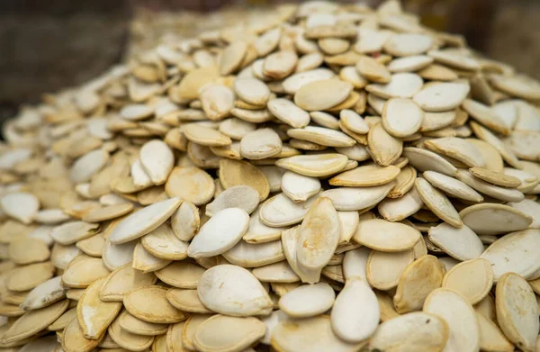 Mountains Pumpkin Seeds Healthy Diet Counter Store Snac — Stock Photo, Image