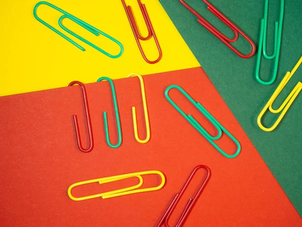 Large Multi Colored Paper Clips Paperclip Documents Desktop Bright Stationer — Stock Photo, Image