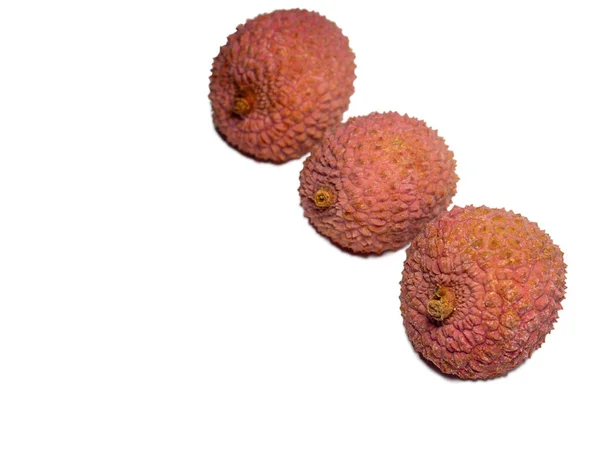 Lychee Table Chinese Plum White Background Ripe Fruit Asia Delicious — Stock Photo, Image