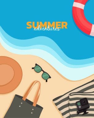 Yaz maceraları. Sahilde nesneler var.