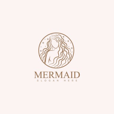 Güzellik Denizkızı logosu. Kız, deniz ve avuç içi..