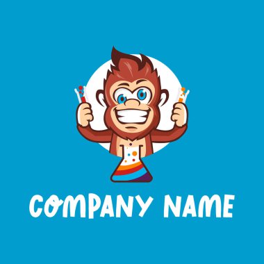 Çılgın Maymun logo tasarımı çizimi. Bir maymun vektörünün başı. Maymun logosu şablonu..