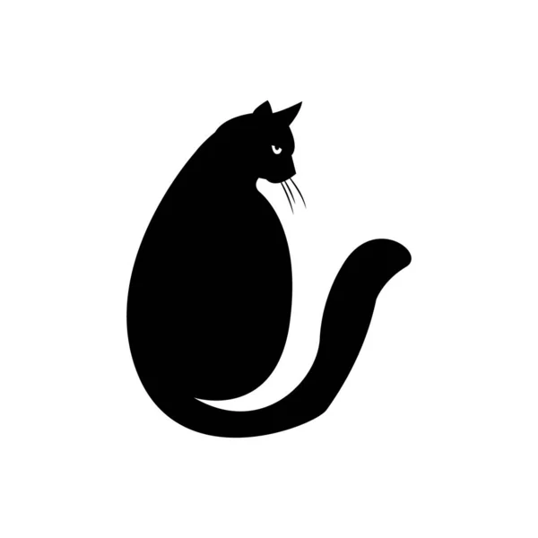 Mystische Schwarze Katze Auf Weißem Hintergrund Vector Silhouettierte Katze Ein — Stockvektor