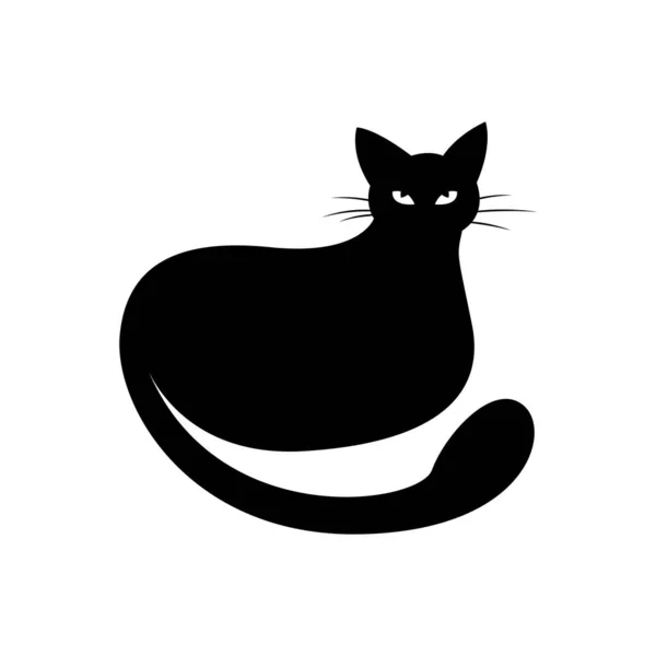 Mistico Gatto Nero Sfondo Bianco Gatto Dalla Silhouette Vettoriale Animale — Vettoriale Stock