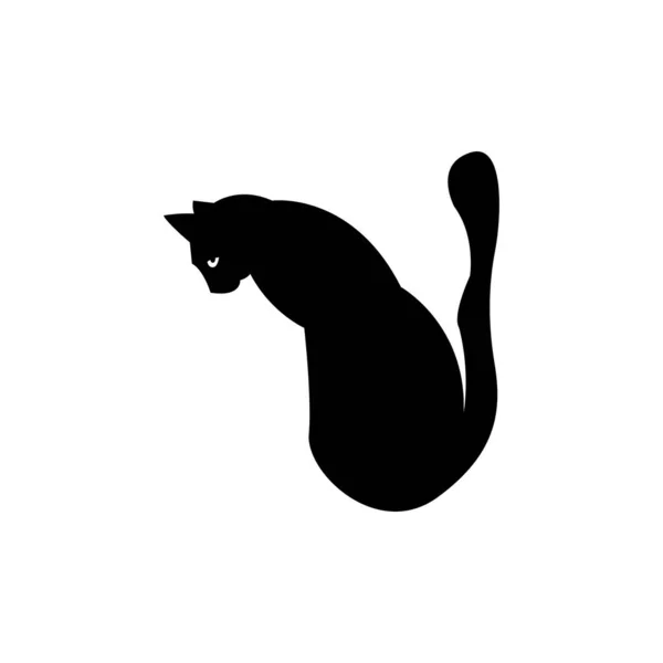 Mystische Schwarze Katze Auf Weißem Hintergrund Vector Silhouettierte Katze Ein — Stockvektor