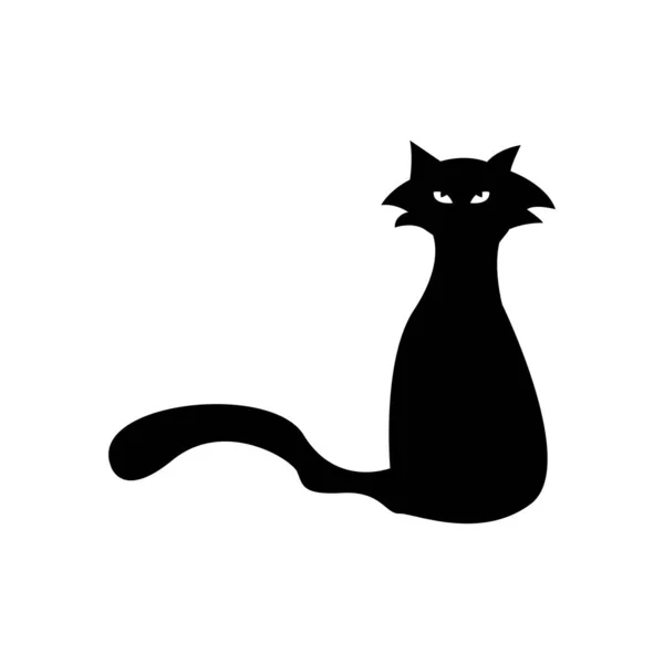 白色背景的神秘黑猫 矢量轮廓的猫 一只宠物白色背景的黑猫轮廓 图标向量说明 印刷品 贴纸的概念 — 图库矢量图片
