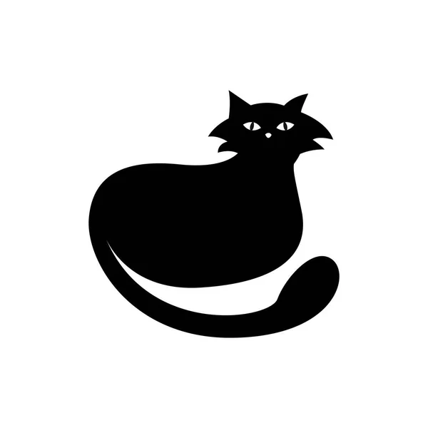 Mystische Schwarze Katze Auf Weißem Hintergrund Vector Silhouettierte Katze Ein — Stockvektor