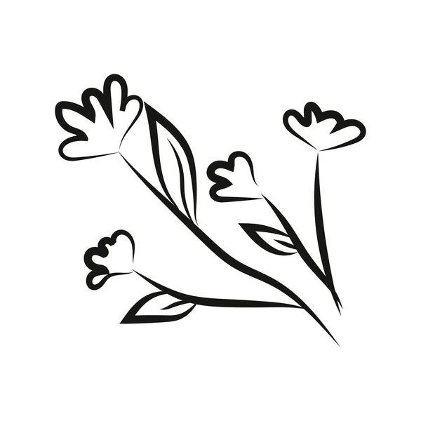 Bunga-bunga. Ilustrasi gambar tangan garis vektor - Stok Vektor