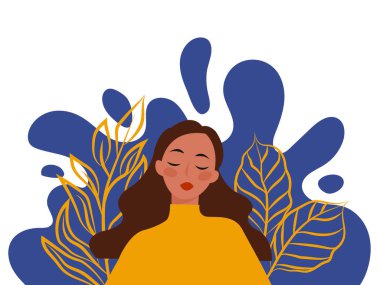 Ukraynalı kız. Ukrayna 'daki savaşı durdurun. Ukrayna Savaş Posteri. Vektör İllüstrasyonu.