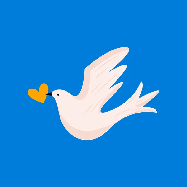 Dove of peace. Flying bird with an branch in beak. Peace and love, freedom, no war concept. — стоковый вектор