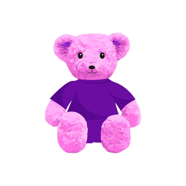 Cute Pink Bear Doll Vector Illustration Funny Bear — Vector de stock