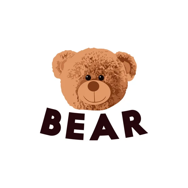 Brązowy Niedźwiedź Lalka Slogan Wektor Ilustracji Zabawny Niedźwiedź — Wektor stockowy