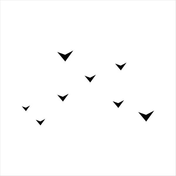Ручной Рисунок Стаи Летающих Птиц Солнца Монохромные Силуэты Птиц Иллюстрация — стоковый вектор