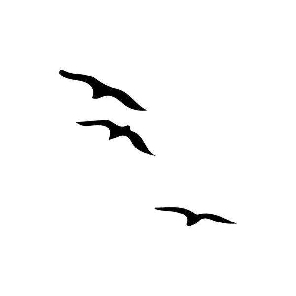 Ein Handgezeichneter Schwarm Fliegender Vögel Monochrome Vogelsilhouetten Illustration Isoliert Auf — Stockvektor