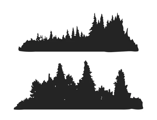森林概况背景 矢量无缝线手绘森林 矢量单色版本 — 图库矢量图片