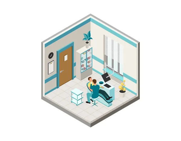 Healthcare Medicine Concept Modern Dentist Equipped Room Interior Practitioner Doctor — Stok Vektör