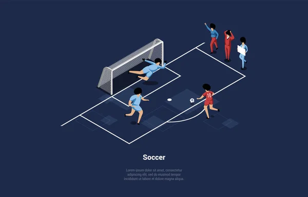 Concept Soccer Play Soccer Team Playing Match Football Academy Soccer — Vettoriale Stock