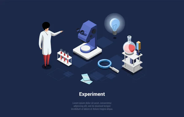 Concept Science Laboratory Experiment Scientist Making Research Dna Biotechnology Making — Stockvector