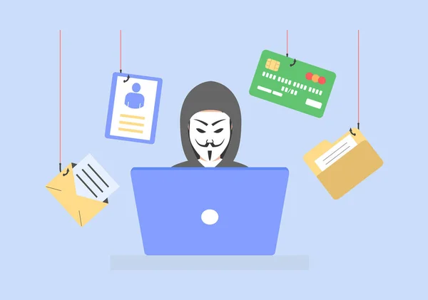 Criminales Cibernéticos Phishing Robo Datos Personales Privados Hackear Inicio Sesión — Archivo Imágenes Vectoriales