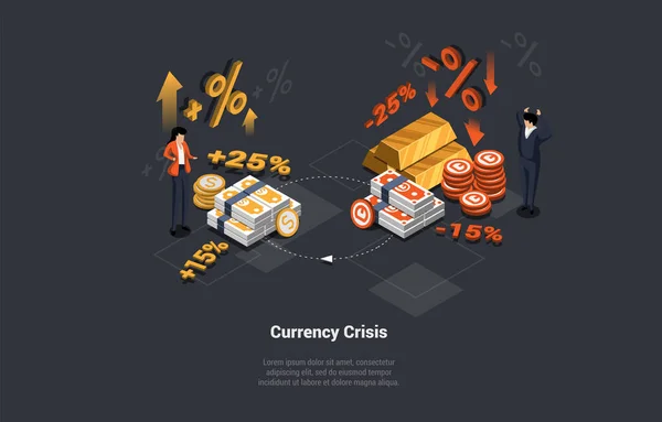 Crise Financière Inflation Dévaluation Des Devises Interest Rate Impact Stock — Image vectorielle