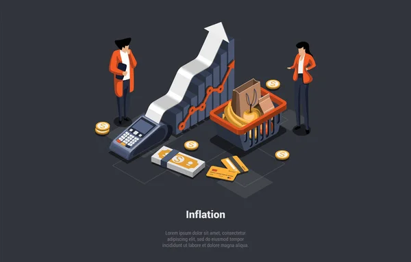 Infláció Nemteljesítés Munkanélküliség Csőd Nem Fizetett Hitel Pénzügyi Válság Fogalma — Stock Vector