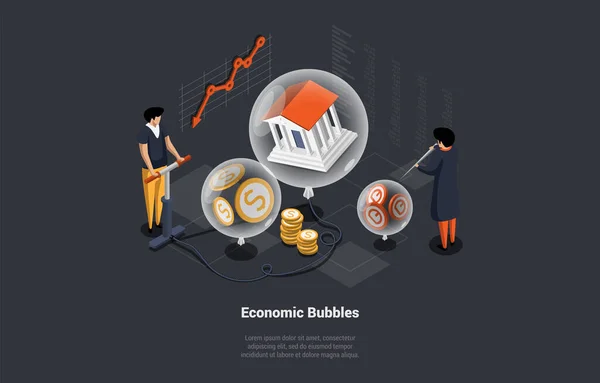 Ekonomik Bubbles Startup Ponzi Planı Finansal Piramit Venture Yüksek Riskli — Stok Vektör