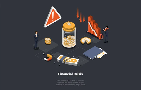 Global World Financial Crisis Concept Frontera Cerrada Colapso Del Mercado — Archivo Imágenes Vectoriales