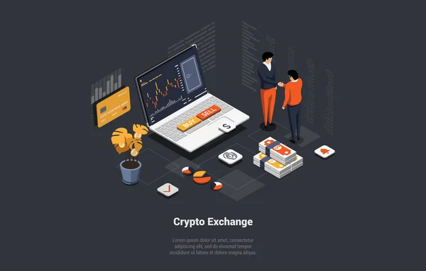 Blockchain Technology Concept Bitcoin Altcoin Spéculation Sur Crypto Monnaie Crypto — Image vectorielle