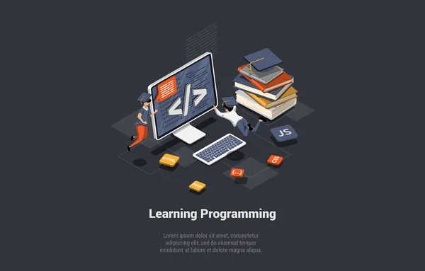 Programmation Codage Concept Apprentissage Codage Test Débogage Logiciels Programmation Applications — Image vectorielle