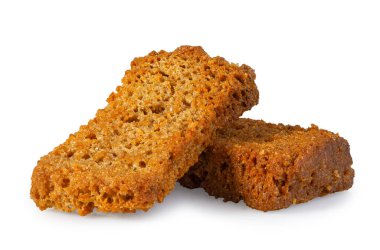 Beyaz arka planda izole edilmiş iki çavdar ekmeği.