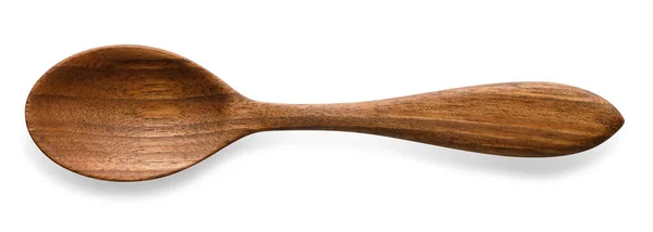 Vista superior de cuchara de madera aislada en blanco —  Fotos de Stock