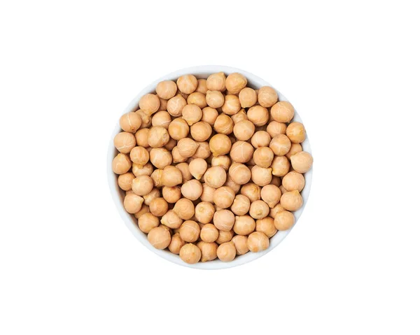Chickpea in white bowl isolated on white background. — Stock Photo, Image
