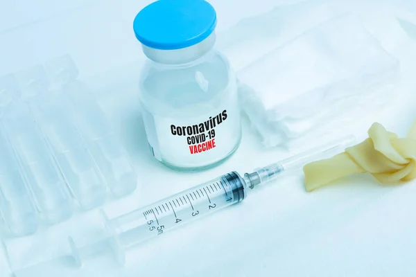 Corona Virus Covid Vaccin Medicinsk Spruta Redo För Behandling För — Stockfoto