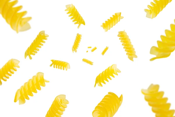 Συλλογή Ιταλικών Pasta Fusilli Που Απομονώνονται Λευκό Φόντο Επιλεκτική Εστίαση — Φωτογραφία Αρχείου