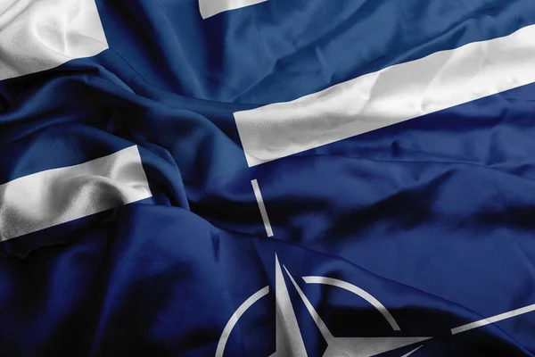 Флаг Финляндии Нато Шелк Флаги Концепций Стоковая Картинка
