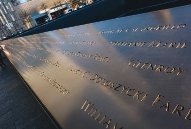 NEW YORK CITY - March 20, 2017: Memorial at World Trade Center Ground Zero. Waterfall Footprint of WTC. The memorial was dedicated on the 10th anniversary of the Sept. 11, 2001 attacks.