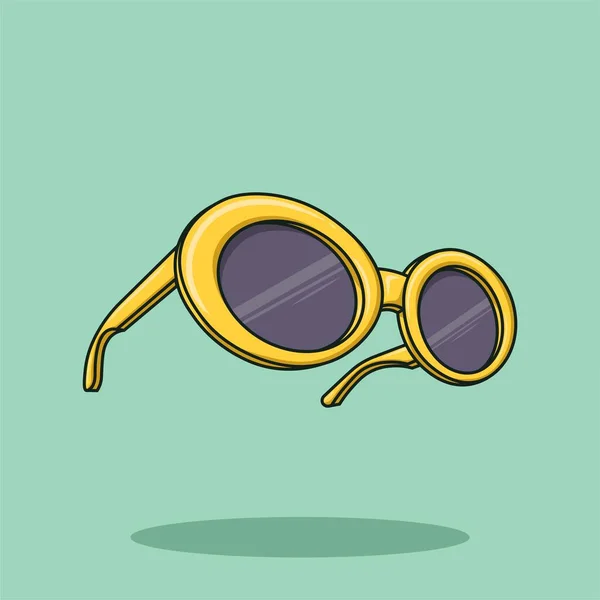 Amarelo Retro Sunglass Cartoon Vector Ilustração —  Vetores de Stock