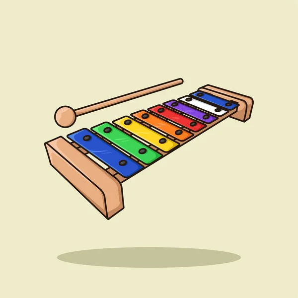 Xylophon Metallophone Für Kinder Cartoon Illustration Vektor — Stockvektor