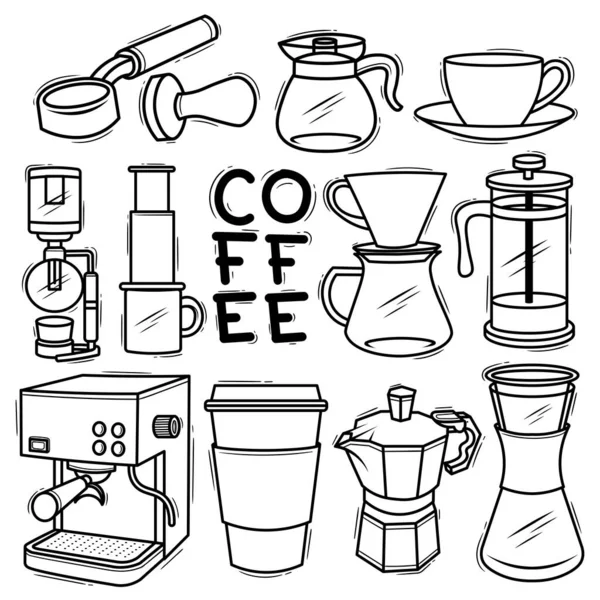 Kahve Makineleri Araç Elementi Çizim Karalamalarını Ayarla