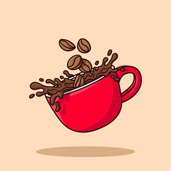 Kaffeeklatsch Vorhanden Coffee Bean Throw Cartoon Vector Illustration — Stockvektor