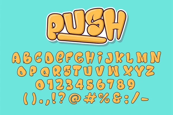 Alphabet Graffiti Bubble Yellow Cute Typography Set Concept Cartoon Icon — Stock Vector