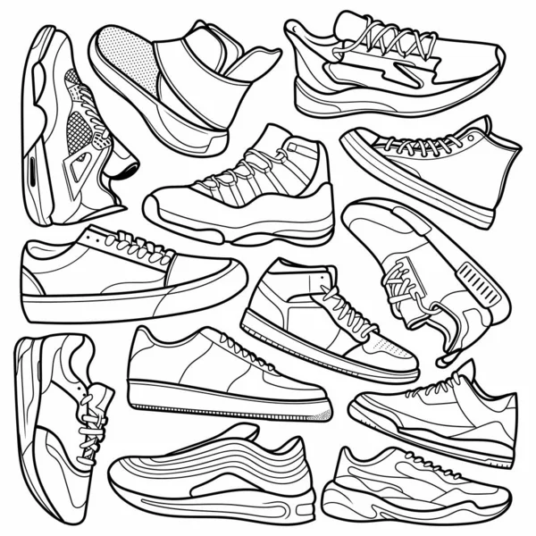 El çizimi Sneaker karalama vektör çizgisi sanatı