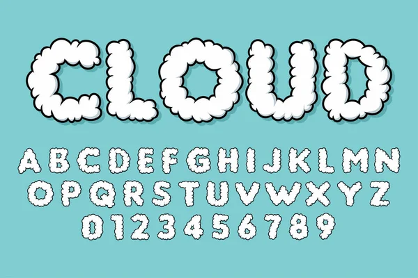 Alphabet Cloud Bubble Nette Typografie Set Konzept Cartoon Vector — Stockvektor