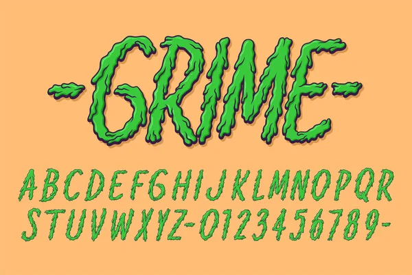 Alfabet Grime Melt Typografia Koncepcja Zestawu Wektor Kreskówek — Wektor stockowy