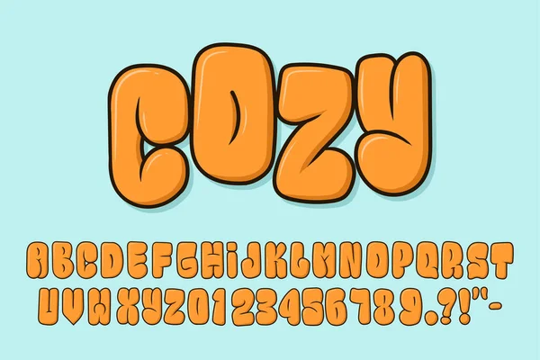 Alfabet Graffity Bubble Oranje Typografie Set Concept Cartoon Vector — Stockvector
