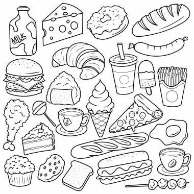 Food and Baverage doodle vector line art